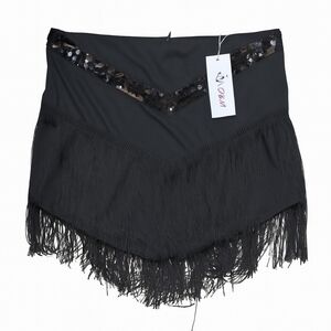 Black Sequin Fringe Asymmetrical Top